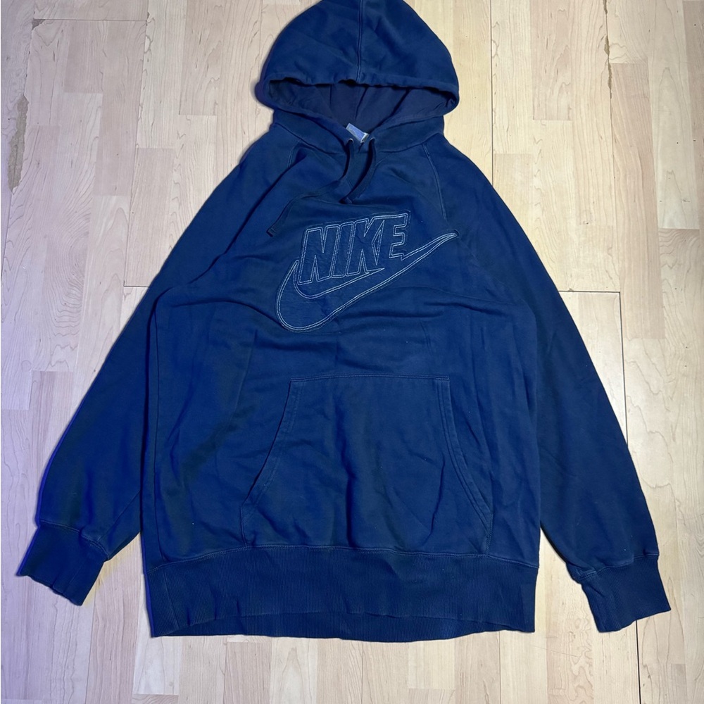 Vintage Nike Men's Oversized Blue Hoodie (M)